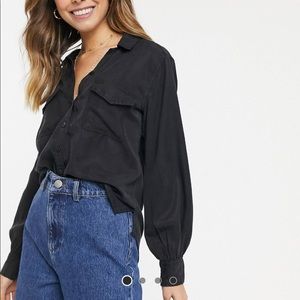 Washed Black Western Blouse